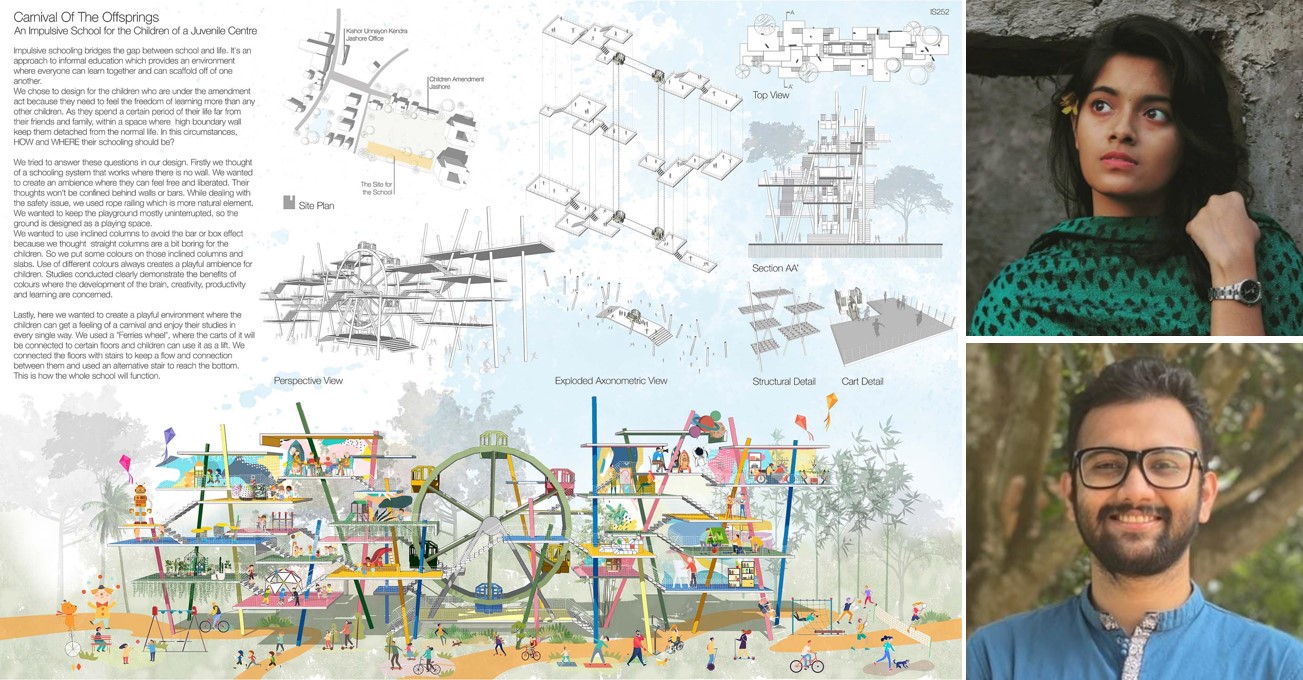 Maisha Samiha Oishi and Fayaz Lazim of ARCH 03 Batch, Dept. of Architecture, MIST, received “Gold Mention” in an architectural idea competition.